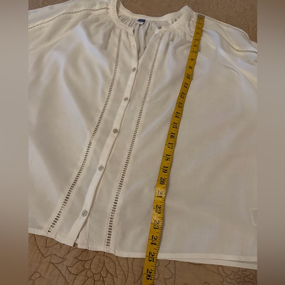 Old Navy Cream Sheer Gauzy Cotton Boho Balloon Sleeve Peasant Blouse, Size L - Picture 9 of 11